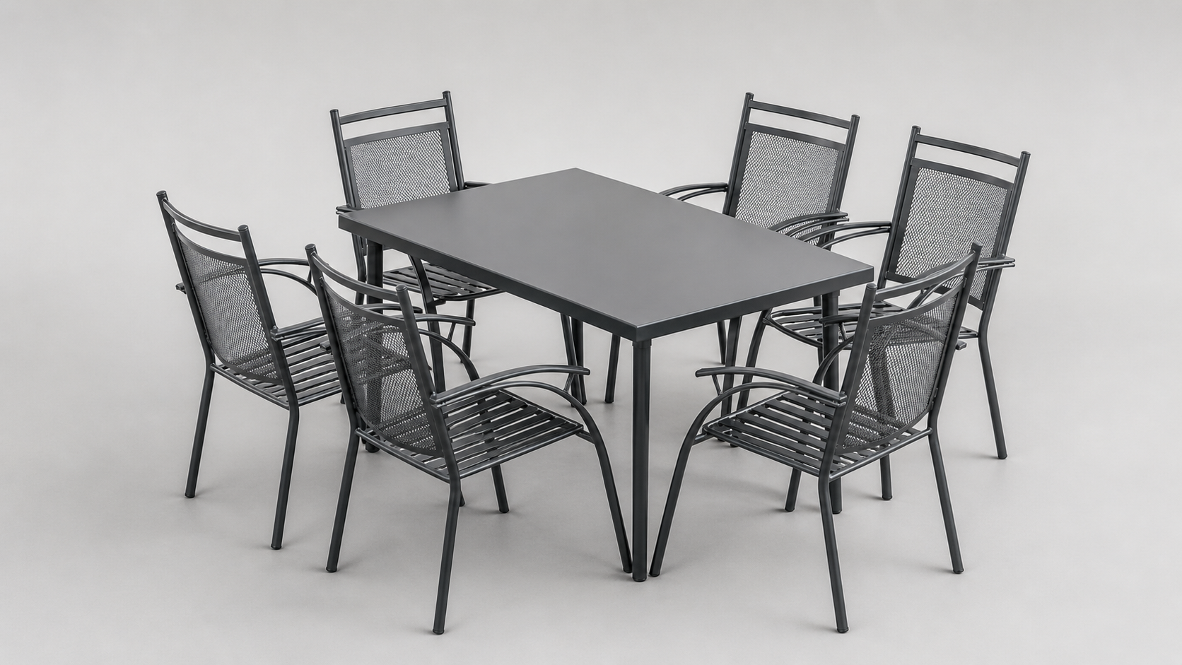 Metalni set 6 stolica + stol - Slika 2